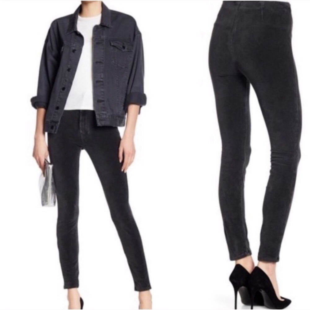 MOTHER || High Waisted Seamless Looker Corduroy Pants Charcoal Gray 27